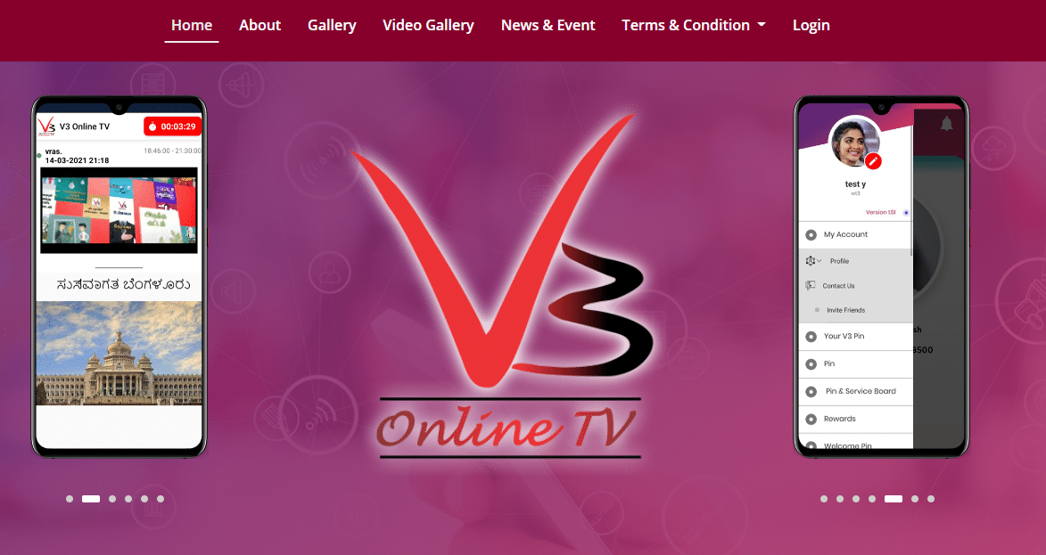 New User Registration on V3 Online TV Portal