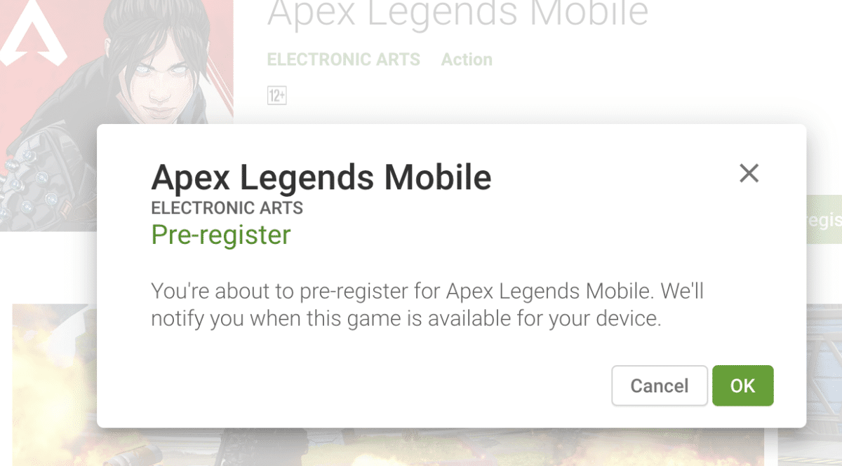 Pre registration prompt apex legends mobile