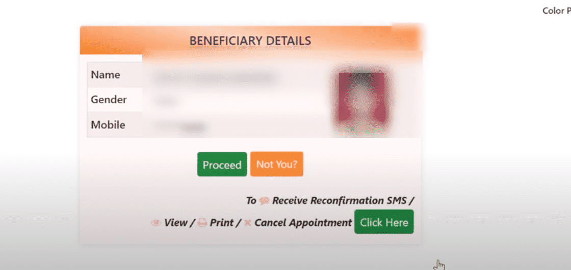 beneficiary details on screen
