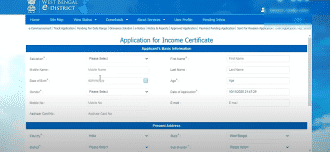 Income Certificate Application West Bengal